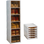 Trade Shop - Scarpiera Pieghevole Impilabile E Comninabile A 6 Ripiani Antipolvere 105x34x25 -