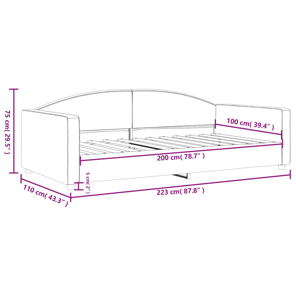 Letto singolo | Letto per adulti | Letto da Giorno Tortora 100x200 cm in Tessuto