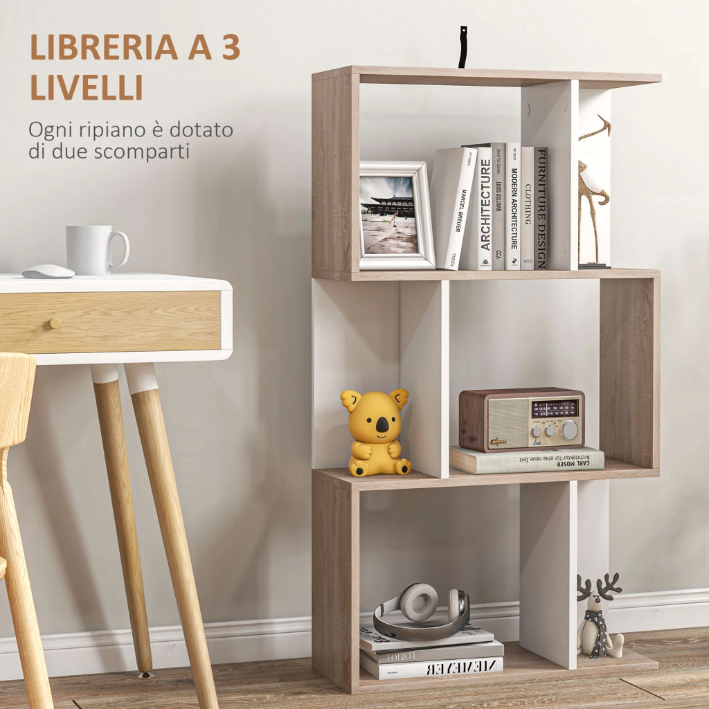 Libreria di Design Scaffale Ufficio Legno Moderna 3 Ripiani 60 ¡Á 24 ¡Á 111.4cm