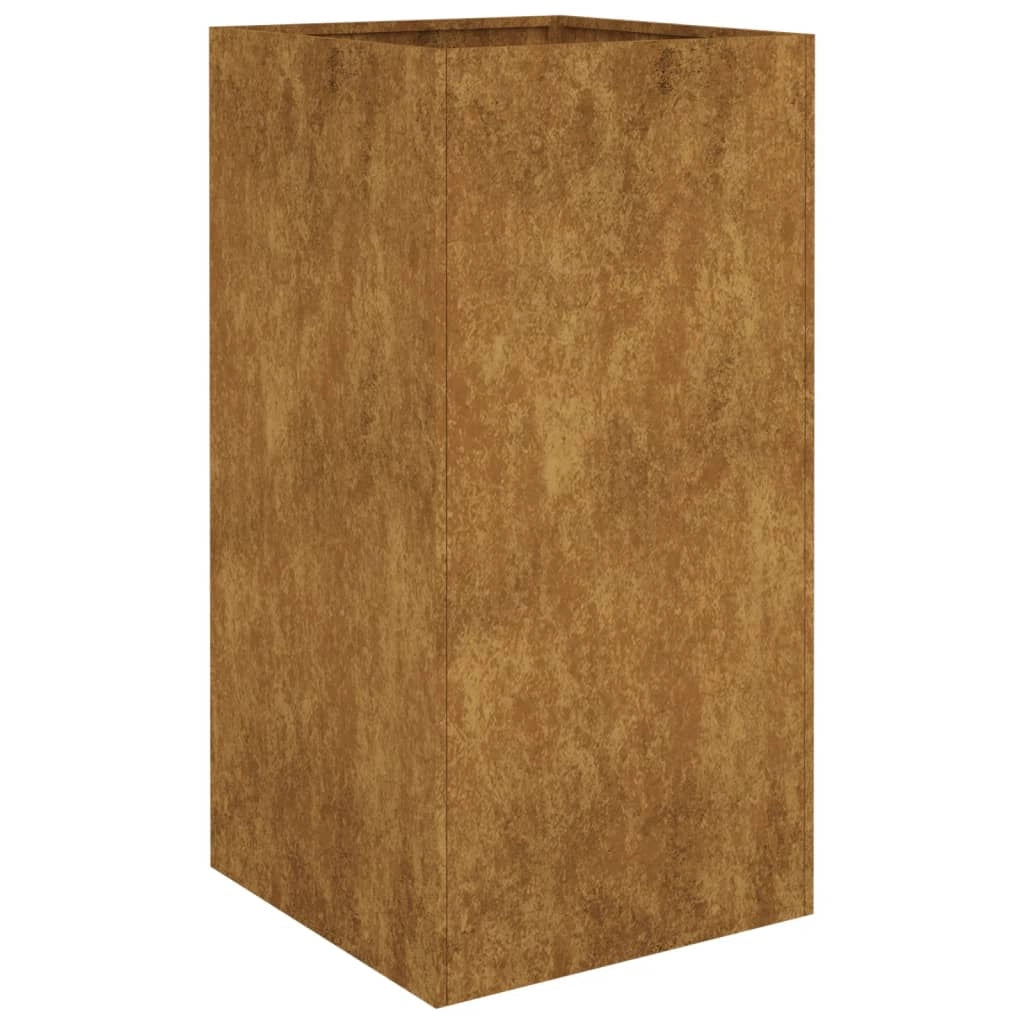 Portavaso per fioriera aiuola rialzata piante fiori terrazzo giardino 40 x 40 x 80 cm acciaio corten marrone 02_0037584