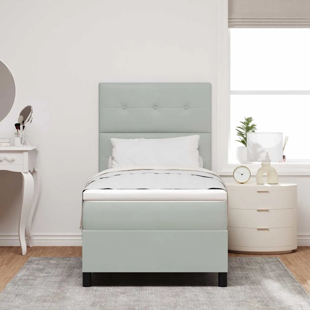 Letto a molle con materasso Grigio chiaro 90 x 190 cm Velluto 3339800