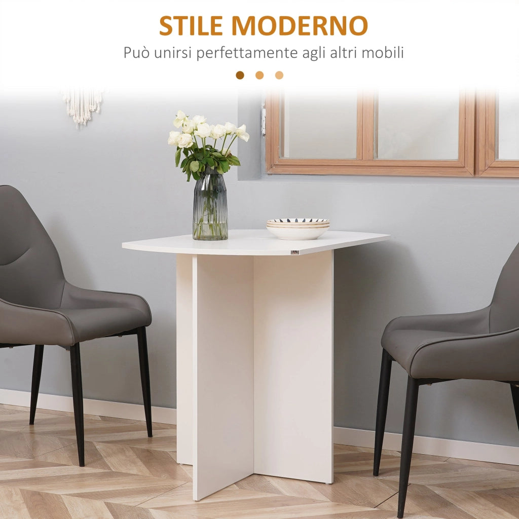 Tavolo da Pranzo Pieghevole Salvaspazio 90x60x74 cm in Legno Bianco