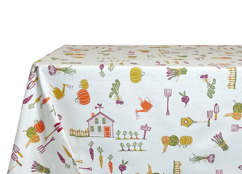 Tovaglia Per Salotto Cucina Tavolo 100% Cotone Made In Italy Ortaggi RP - 140x360 - Ortaggi