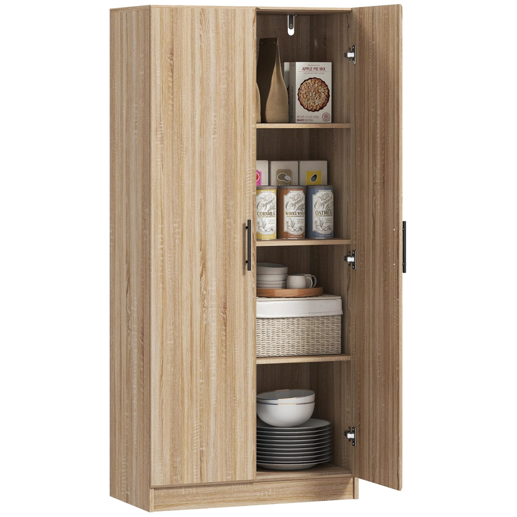 Credenza Cucina Moderna con 2 Ripiani Regolabili e Ante a Chiusura Ammortizzata, 75x40x165 cm, Legno