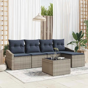 Set di divani con cuscino 6 pcs Grigio e Blu Navy polyrattan 3355364