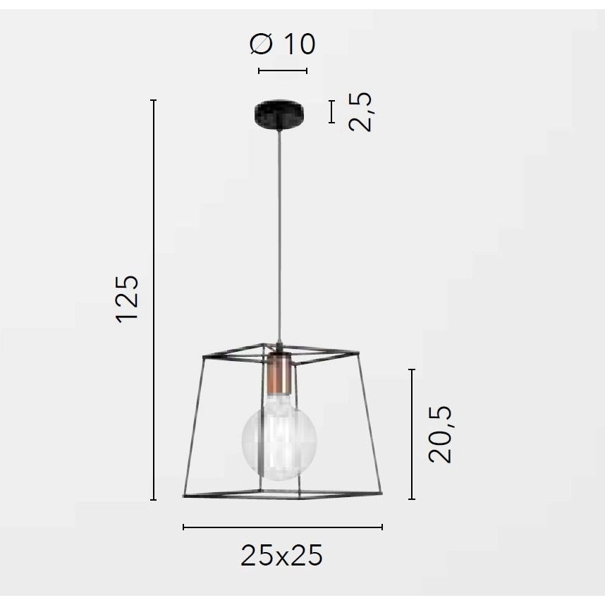 LAMPADARIO HARLEM E27 25X25XH125CM NERO/RAME.