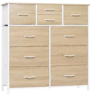 Comodino con 8 Vanità - Struttura Metallica & Superficie in Legno - Oak chiaro - Ideale per Camera da Letto, Salotto o Corridoio - Parete e Pedane Regolabili - Stabile e Spaziale - 100x100x30 cm