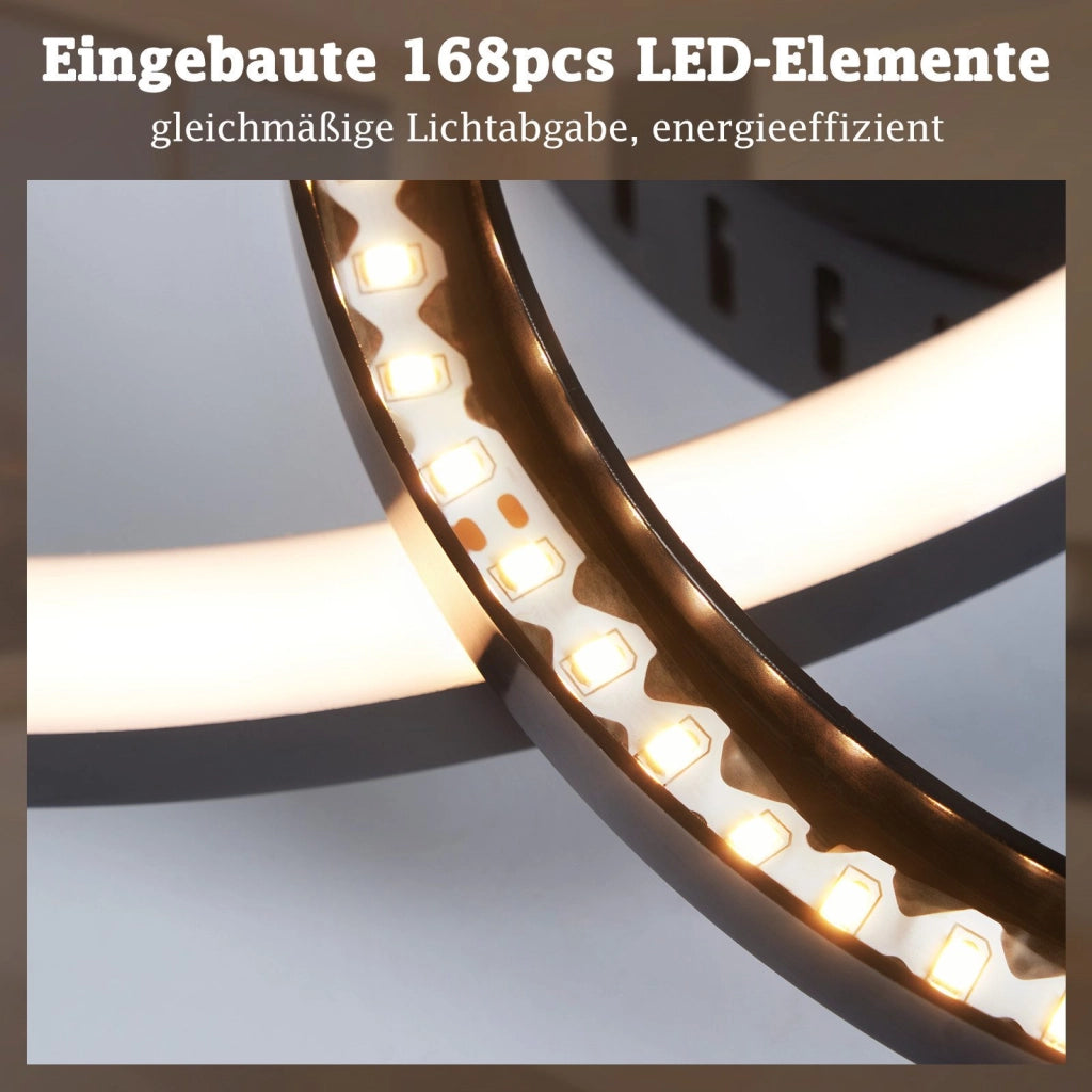 ZMH Lampada da soffitto plafoniera LED 2 anelli nera moderna 23W 3000K per soggiorno