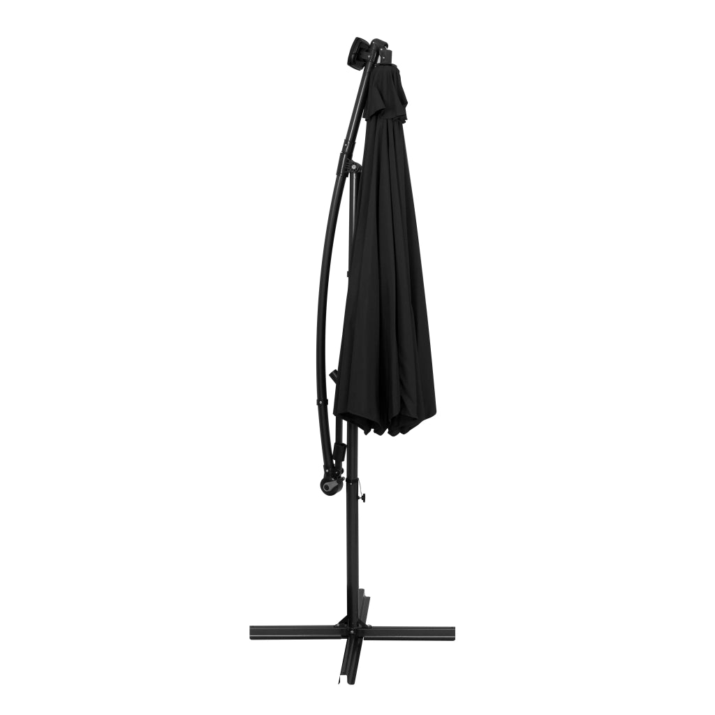 Ombrellone LED Decentrato 3m Nero Banana con Luci Solari