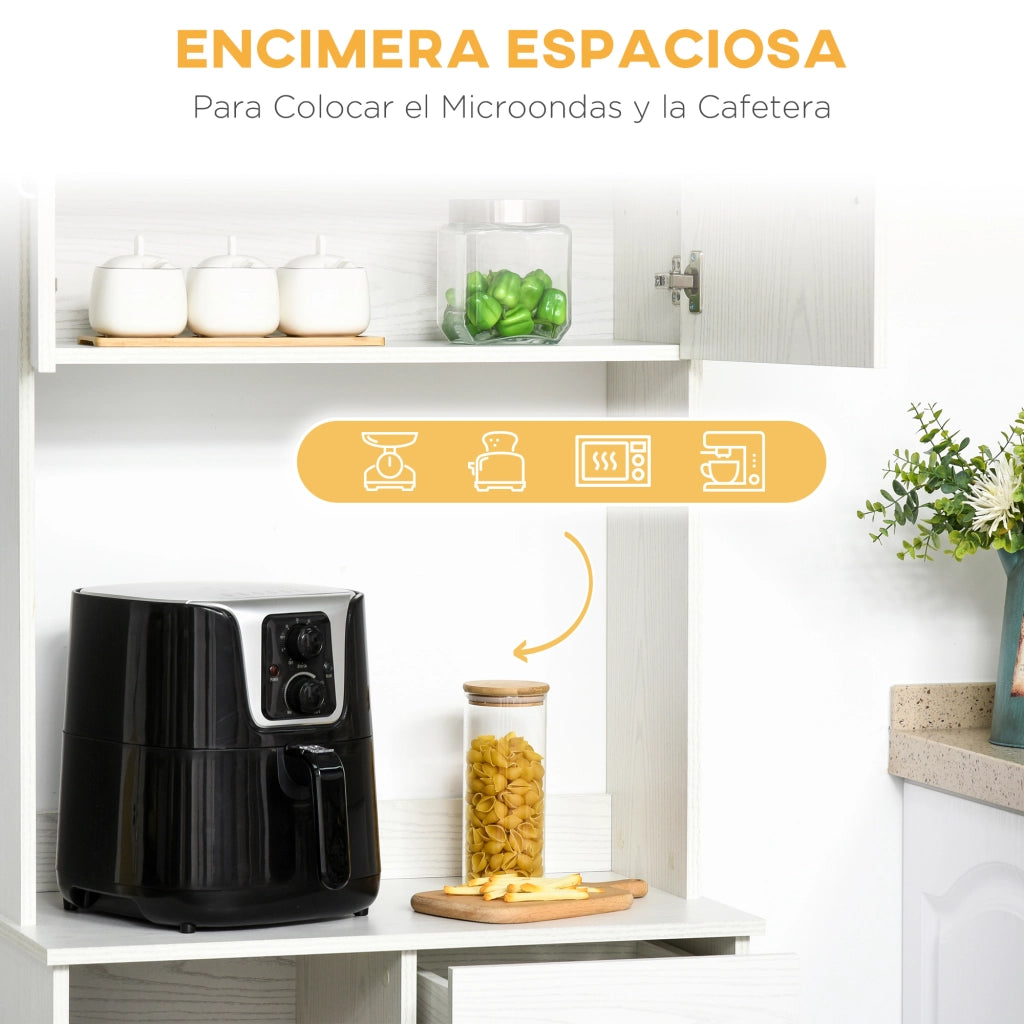 Armadio da Cucina ¨C zephmum ¨C Bianco 71x41x178 cm con Cassetto e Ripiano