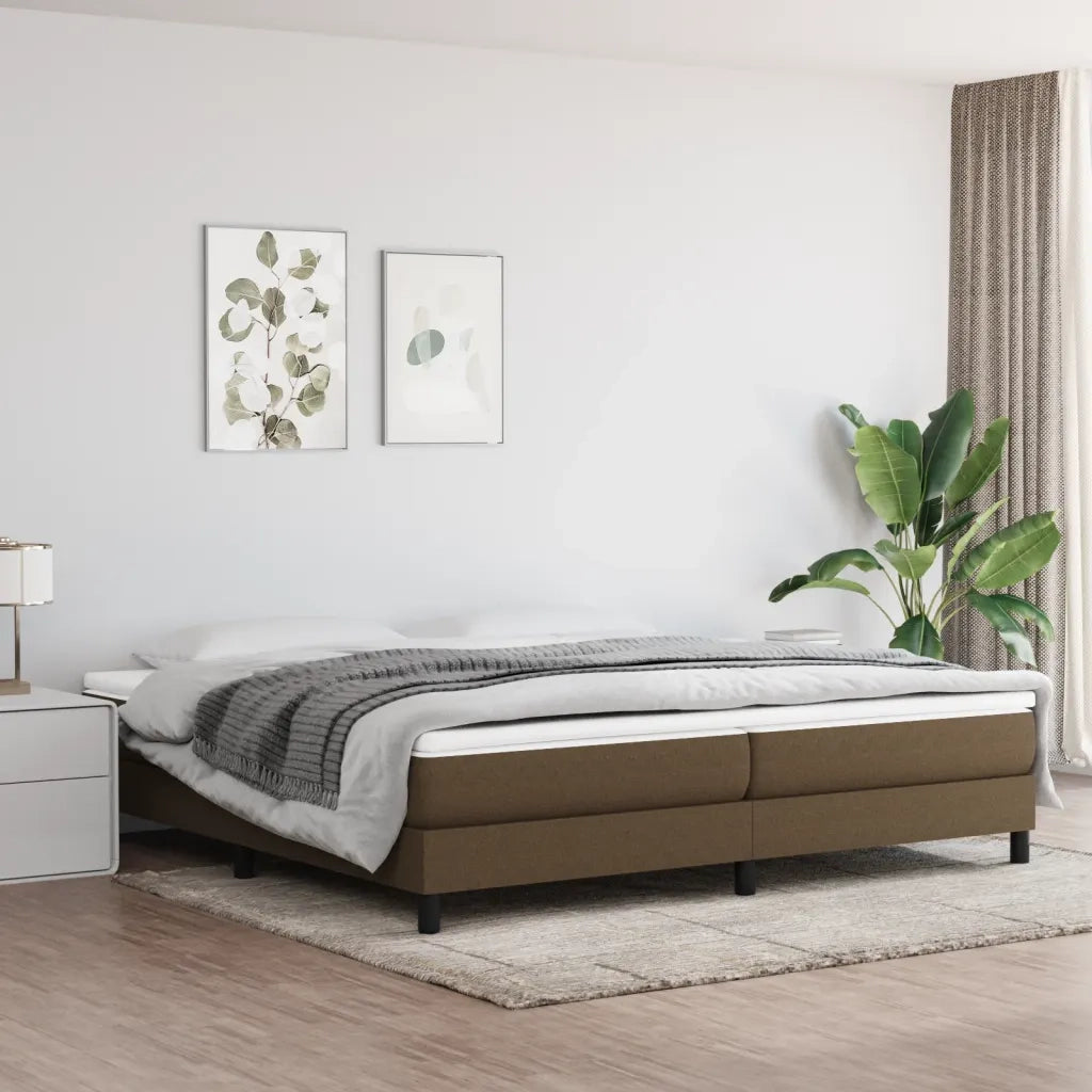 Struttura Letto a Rete a Molle-Giroletto Marrone Scuro 200x200 cm in Tessuto 300901