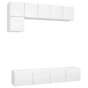 Set di mobili da 5 pezzi tra cui armadio credenza mobile TV televisore per soggiorno camera da letto salotto legno ingegnerizzato bianco 02_0024875