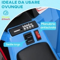 Quad per Bambini 18-36 Mesi in PP e Metallo, Velocità max 2.5 km/h, 70x41.5x48.5 cm, Blu Grigio e Nero