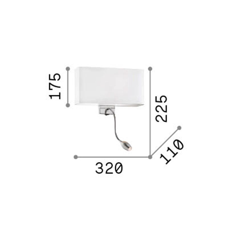 Applique Moderna Hotel Metallo Nero E Cromo 2 Luci E27+Led 1,5W