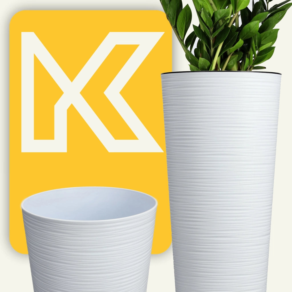 Vaso da fiori KADAX, bianco, alto, con inserto, 36 cm