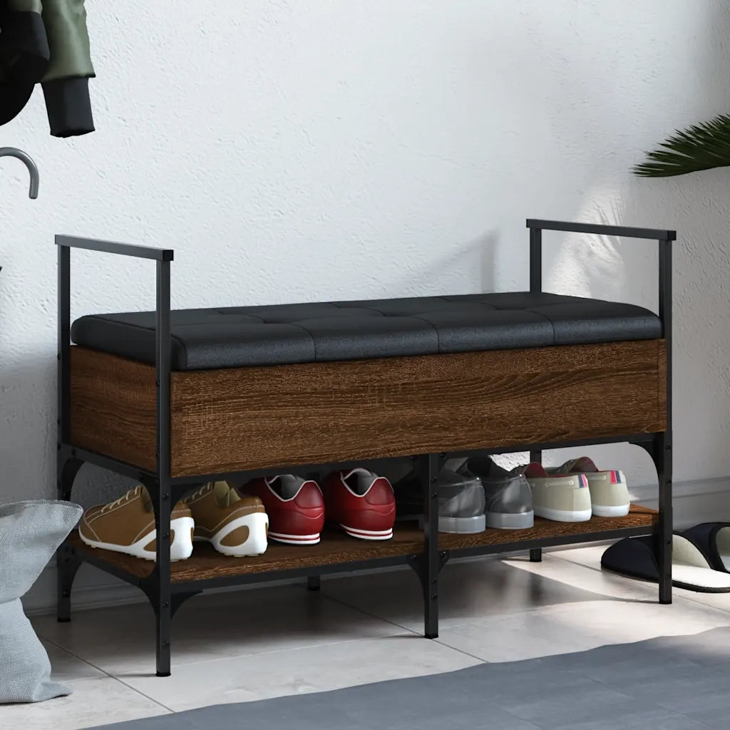 Panca Porta Scarpe-Sgabello-Panca Scarpiera Rovere Marrone 85,5x42x57,5 cm