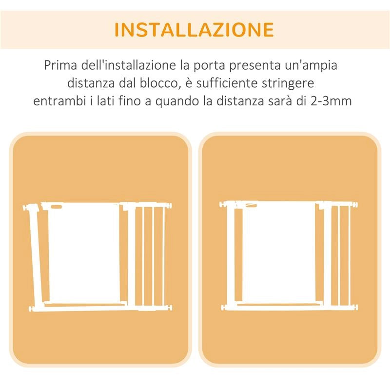 CANCELLINO PER CANI ESTENSIBILE A PRESSIONE CON CHIUSURA AUTOMATICA, 75-103X76 CM, GRIGIO