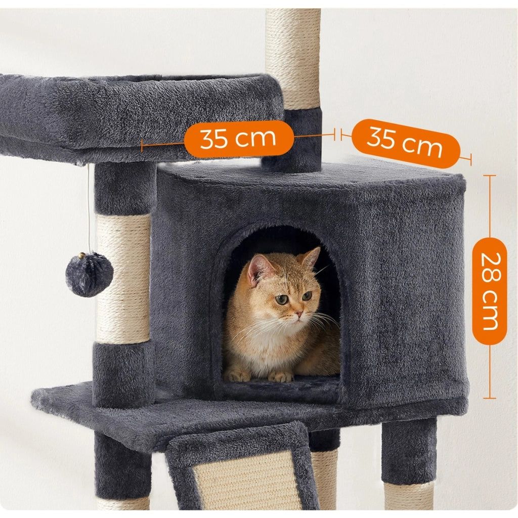 Albero tiragraffi per gatti Oskar in sisal e peluche grigio scuro