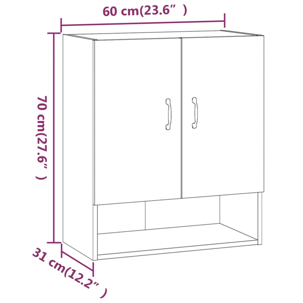Armadietto a Muro Grigio Sonoma 60x31x70cm in Legno Multistrato cod mxl 38573