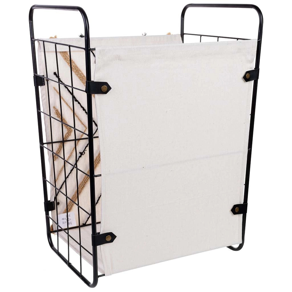 Cesto portabiancheria in metallo e tessuto 46x35x55/63h cm