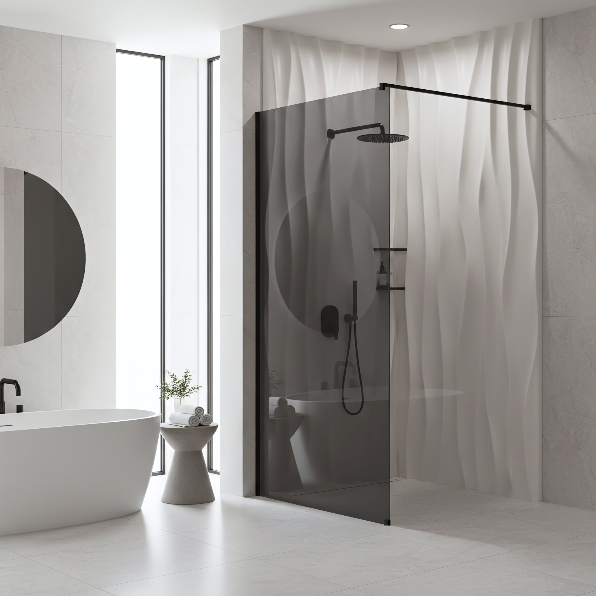 Parete Doccia Rea Flexi Grey / Black 110