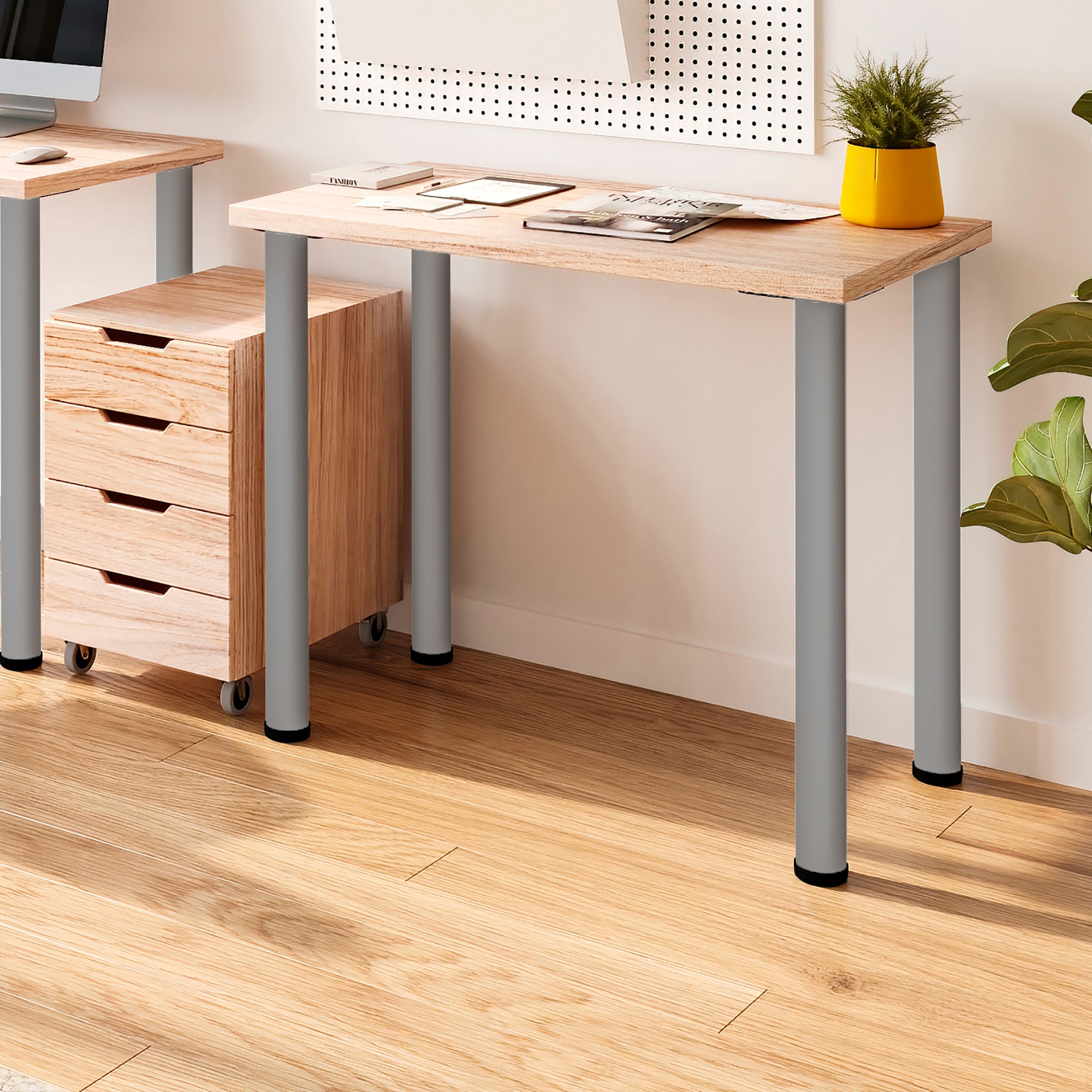 Emuca Gambe per tavola D. 60 mm di acciaio, Ã˜ 60, Verniciato alluminio, Acciaio, 1 lotto