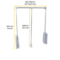 Emuca Appendiabiti per armadio Hang, 830 - 1150, Cromato brillo, Acciaio e Tecnoplastica, 1 u.