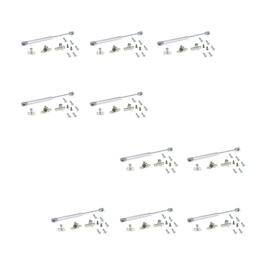 Emuca Pistone a gas per ante a ribalta verso l'alto, forza 11 kg, corsa 80 mm, Grigio metallizzato, 10 u.