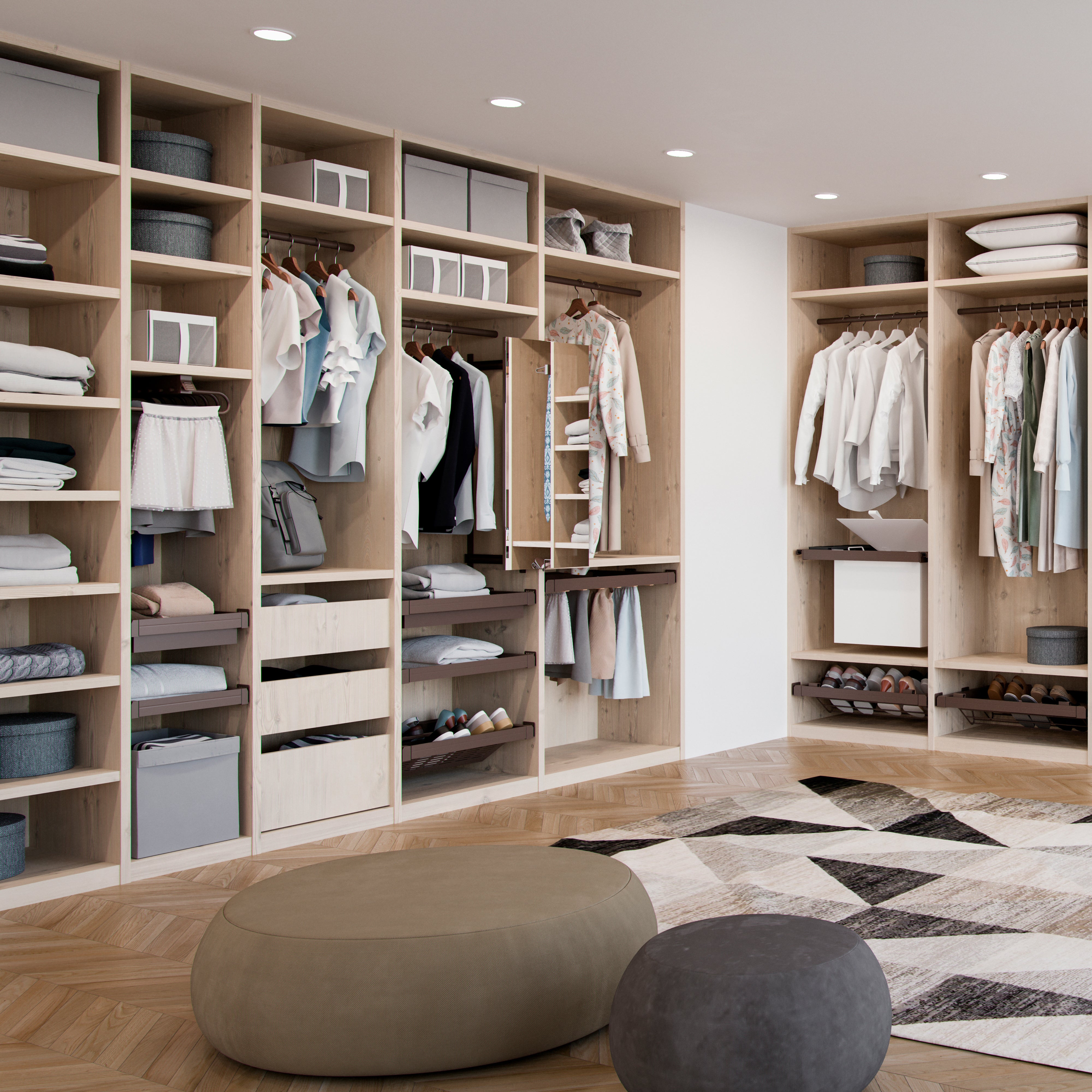 Emuca Porta pantaloni estraibile, Destra, Verniciato moka, Acciaio e Tecnoplastica, 1 u.