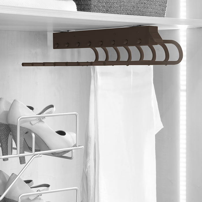 Emuca Porta pantaloni estraibile, Destra, Verniciato moka, Acciaio e Tecnoplastica, 1 u.