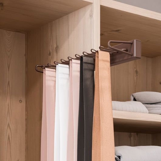 Emuca Porta cravatte laterale estraibile Moka, Verniciato moka, Tecnoplastica e Alluminio, 1 u.