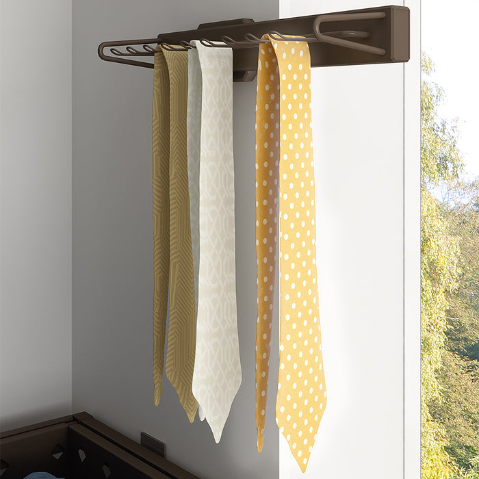 Emuca Porta cravatte laterale estraibile Moka, Verniciato moka, Tecnoplastica e Alluminio, 1 u.