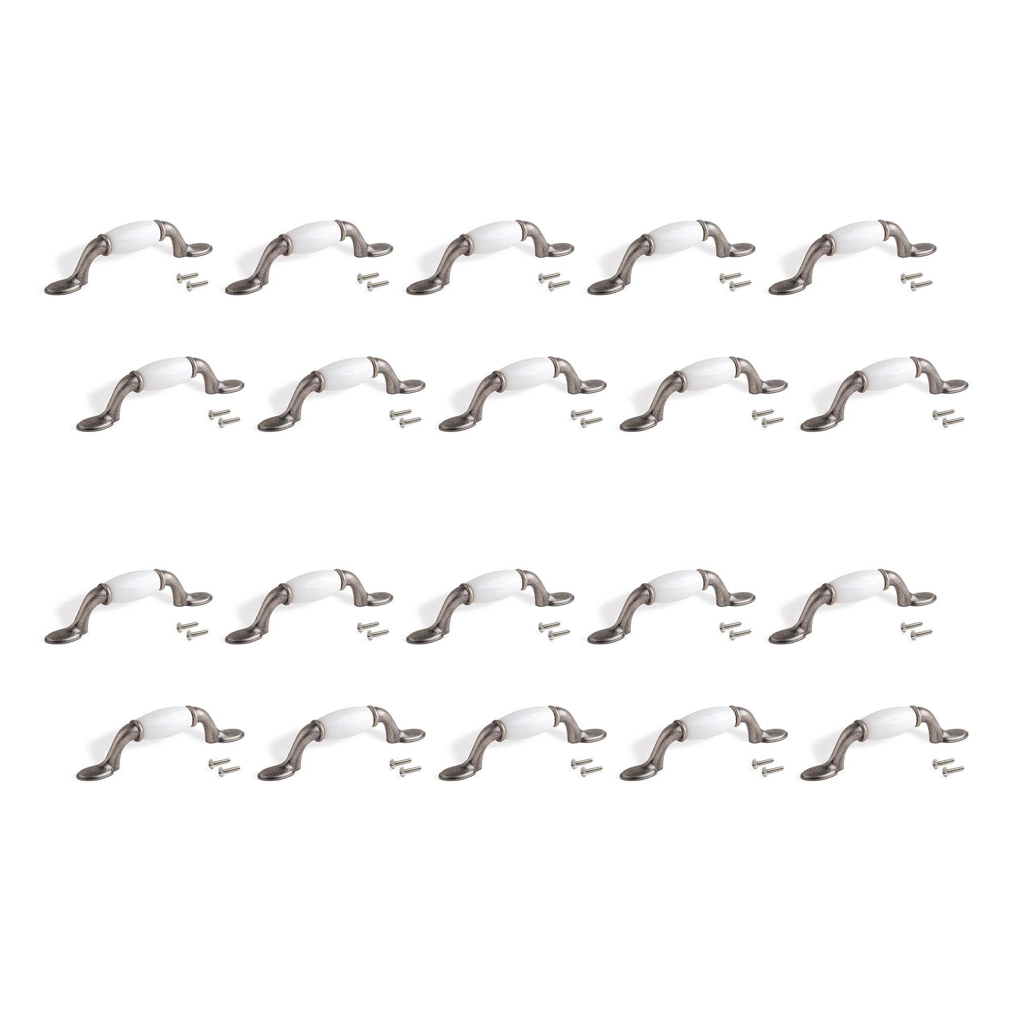 Emuca Maniglia per mobile Papua, L 127 mm, interasse 76 mm, Argento antico, Zama, 1 lotto di 20 unitÃ 