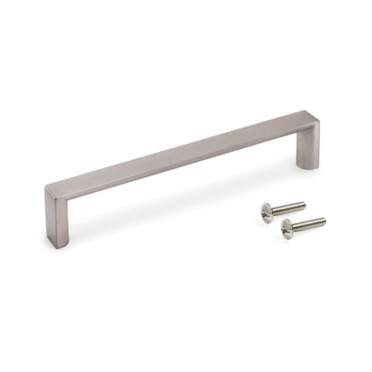 Emuca Maniglia per mobile Fuji, L 135 mm, interasse 128 mm, Zama, Nichel satinato, 1 lotto di 25 unitÃ 