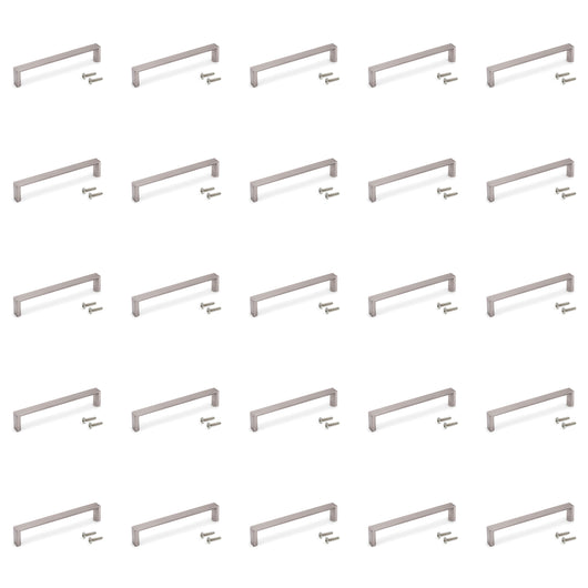 Emuca Maniglia per mobile Fuji, L 135 mm, interasse 128 mm, Zama, Nichel satinato, 1 lotto di 25 unitÃ 