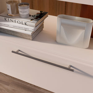 Emuca Maniglia per mobile Orlando, L 306 mm, interasse 256 mm, Acciaio, Nichel satinato, 1 lotto di 10 unitÃ 