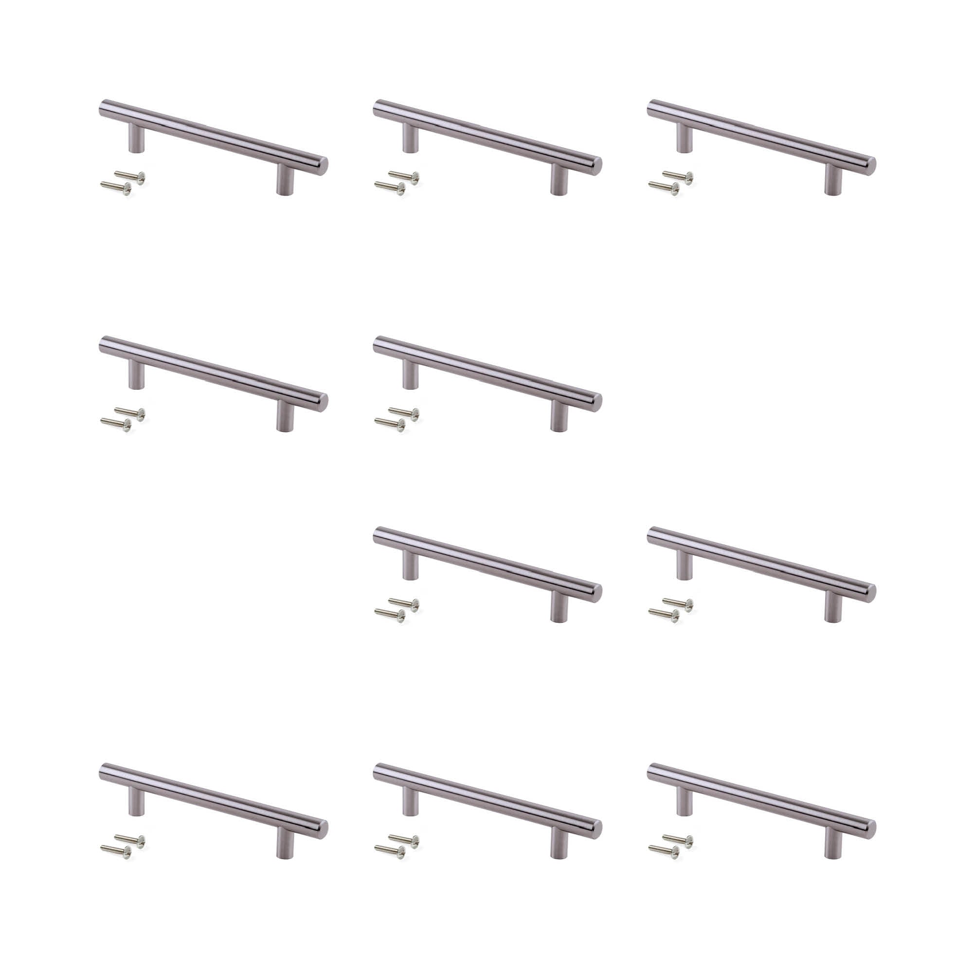 Emuca Maniglia per mobile Orlando, L 306 mm, interasse 256 mm, Acciaio, Nichel satinato, 1 lotto di 10 unitÃ 