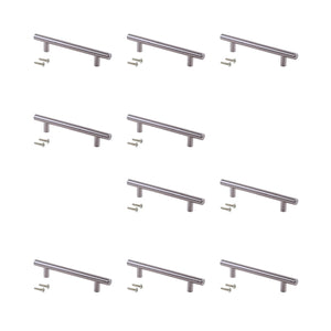 Emuca Maniglia per mobile Orlando, L 306 mm, interasse 256 mm, Acciaio, Nichel satinato, 1 lotto di 10 unitÃ 