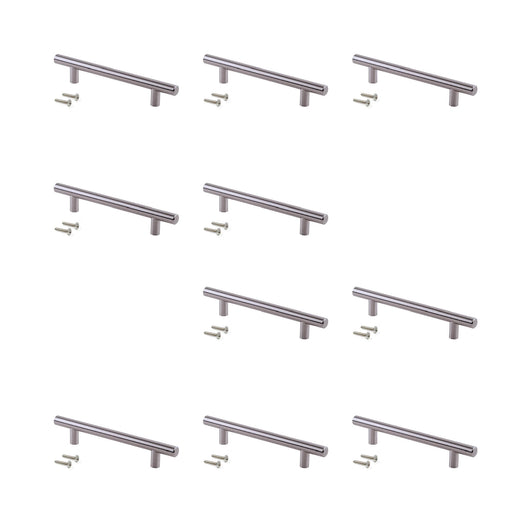 Emuca Maniglia per mobile Orlando, L 306 mm, interasse 256 mm, Acciaio, Nichel satinato, 1 lotto di 10 unitÃ 