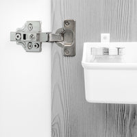 Emuca Kit cerniera collo dritto X91 con chiusura ammortizzata e basetta, basette per vite, Per vite, Nichelato, Acciaio, 20 u.