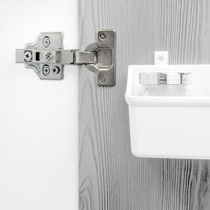 Emuca Kit cerniera collo dritto X91 con chiusura ammortizzata e basetta, basette per vite, Per vite, Nichelato, Acciaio, 20 u.