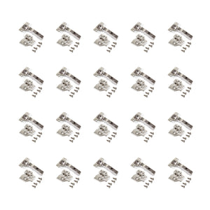 Emuca Kit cerniera collo dritto X91 con chiusura ammortizzata e basetta, basette per vite, Per vite, Nichelato, Acciaio, 20 u.