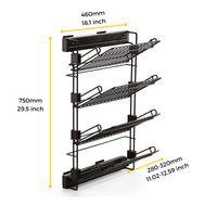 Emuca Porta scarpe laterale estraibile Moka, Sinistra, Verniciato moka, Acciaio, 1 u.