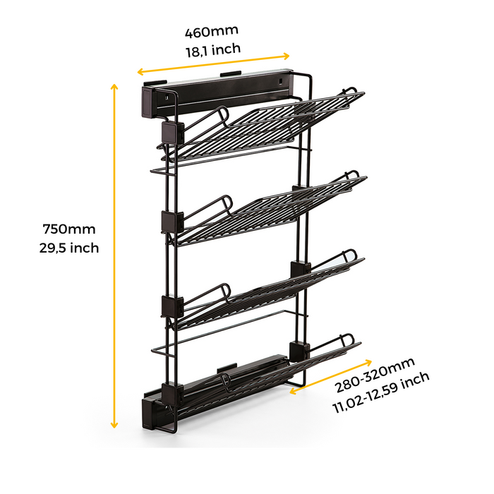 Emuca Porta scarpe laterale estraibile Moka, Sinistra, Verniciato moka, Acciaio, 1 u.