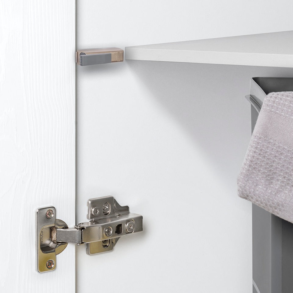 Emuca Pistone ammortizzatore per ante Mildy, Chiusura soft, Plastica, Nichel opaco, 10 u.