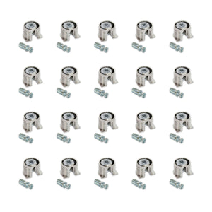 Emuca Supporto per ripiani, D. 20 mm, 12,5 mm + Perni D.6 mm, 8 mm, Zama e Acciaio, Nichelato, 20 u.