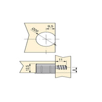 Emuca Supporto per ripiani, D. 20 mm, 12,5 mm, + Perni D.6,8 mm, Zama e Acciaio, Nichelato, 20 u.