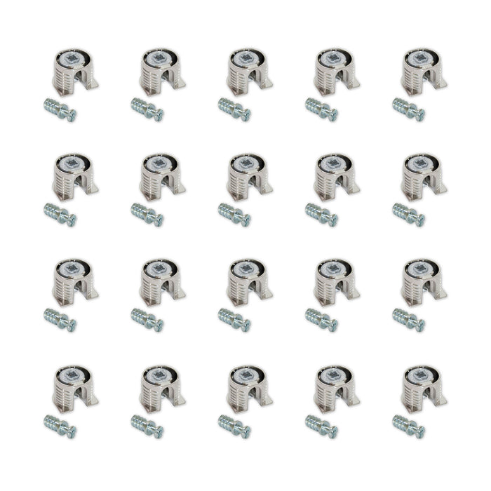 Emuca Supporto per ripiani, D. 20 mm, 12,5 mm, + Perni D.6,8 mm, Zama e Acciaio, Nichelato, 20 u.