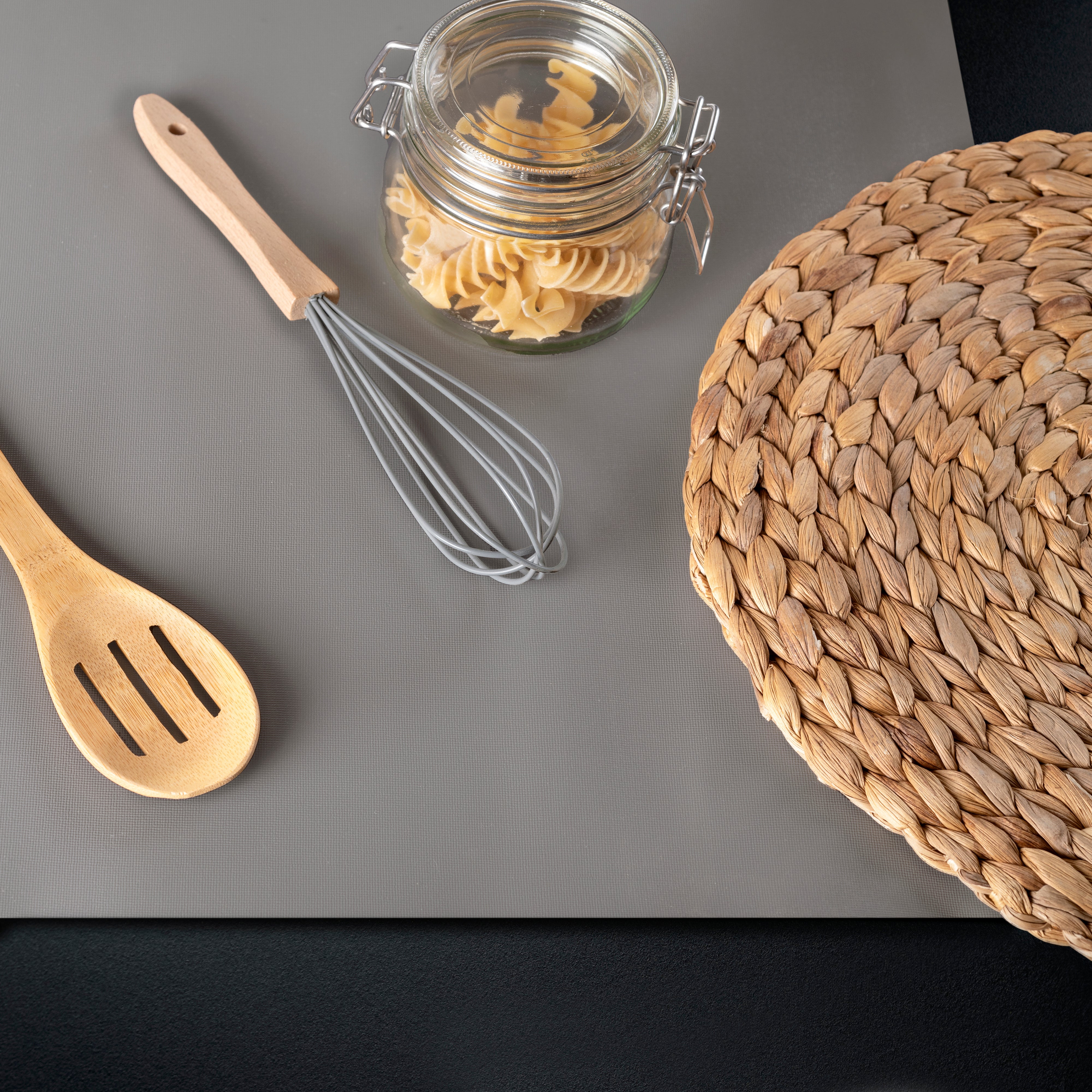 Emuca Tappetino antiscivolo per cassetti, Effetto tessuto, Plastica grigia, Tecnoplastica, 1 u.