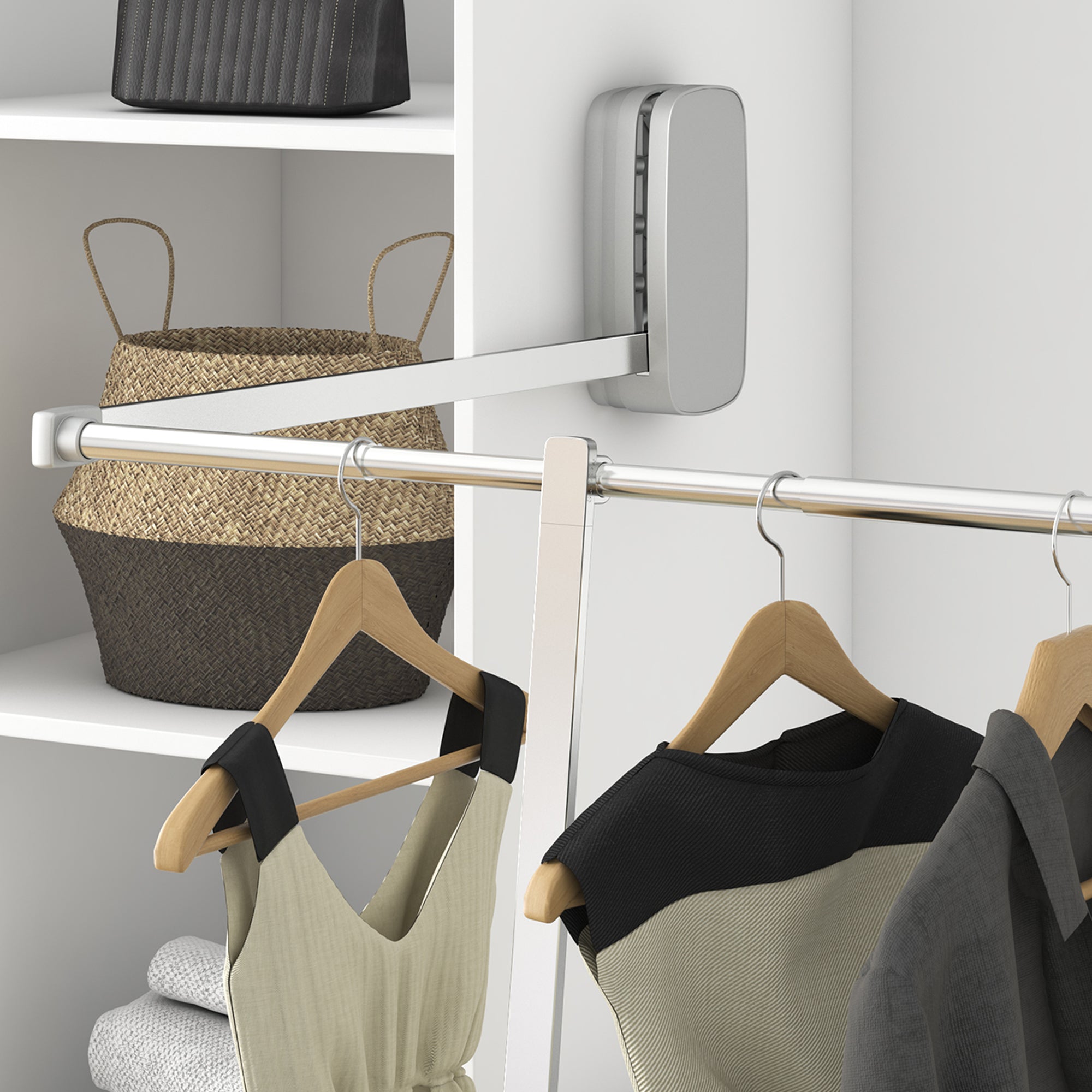 Emuca Spessore laterale per appendiabiti per armadio Sling, Verniciato alluminio, Tecnoplastica, 1 lotto di 2 unitÃ 